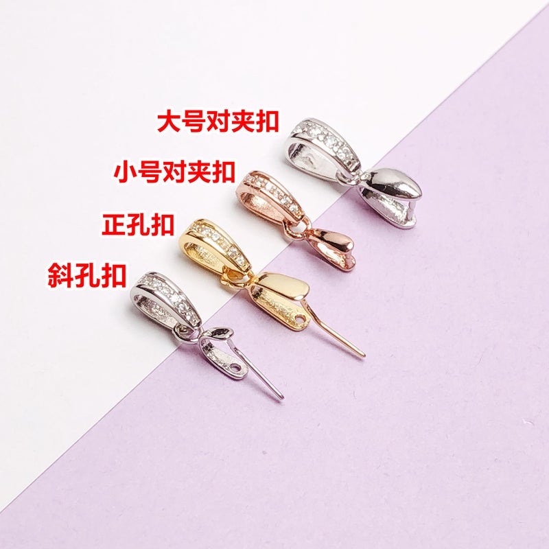S925 Sterling Silver Oblique Hole Pendant Clip Buckle Jade Buddha Guanyin Pendant Buckle Diy Accessories Versatile Plated With 18K Gold - Image 3
